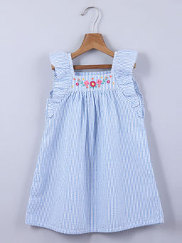 Beebay - Floral Embroidered Seersucker Dress