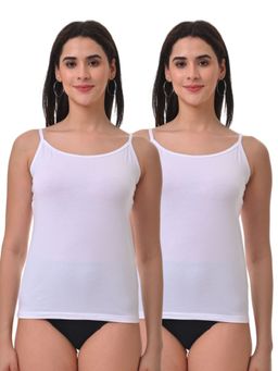 Adira - Women Soft Adjustable Shoulder Elastic Camisole White (Pack of 2)