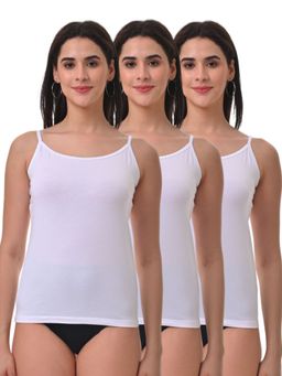Adira - Women Soft Adjustable Shoulder Elastic Camisole White (Pack of 3)