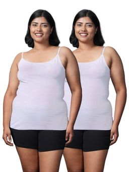Adira - Plus Size Women Soft Adjustable Shoulder Elastic Camisole White (Pack of 2)