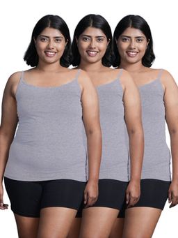Adira - Plus Size Women Soft Adjustable Shoulder Elastic Camisole Grey (Pack of 3)