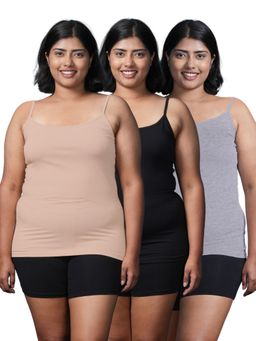 Adira - Plus Size Women Soft Adjustable Shoulder Elastic Camisole Multi-Color (Pack of 3)