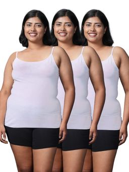 Adira - Plus Size Women Soft Adjustable Shoulder Elastic Camisole White (Pack of 3)
