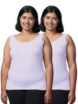 Adira - Plus Size Inner Tank Style Camisole with Wide Shoulder White (Pack of 2)