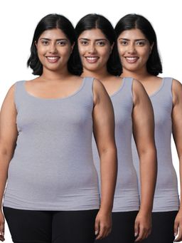 Adira - Plus Size Inner Tank Style Camisole with Wide Shoulder Grey (Pack of 3)
