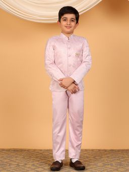 BT DEZINES - Boys Satin Embroidered Bandhgala Blazer And Trousers