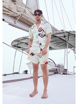 Nirmooha - White Patola Printed Short Sleeves Co-Ord Set