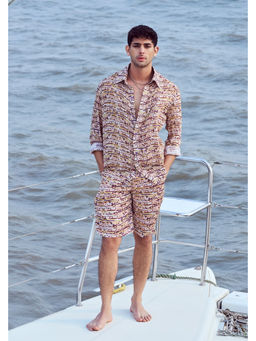 Nirmooha - Peach Sequin Printed Shirt