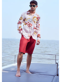 Nirmooha - White Patola Printed Lurex Shirt