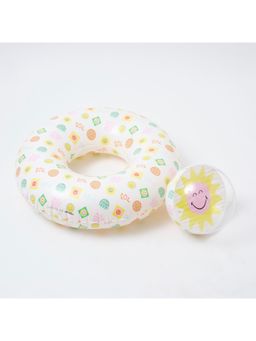 Sunnylife - Multi-Color Inflatable Pool Ring with Smiley World Sol Sea Ball (3 Years And Above)
