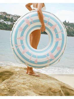 Sunnylife - Blue Stripes Inflatable Retro De Playa Stripes Pool Ring (12 Years and above)