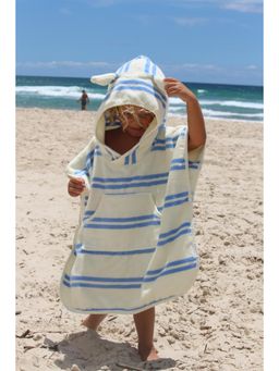 Sunnylife - Kids Sid The Seagull Blue Stripes Character Hooded Towel (1-3 Years)