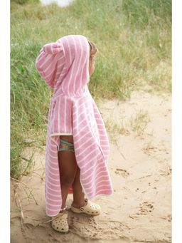 Sunnylife - Kids Sid The Seagull Pink Stripes Character Hooded Towel (1-3 Years)