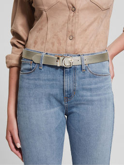 Guess - Women Solid Reversible Silver Belt