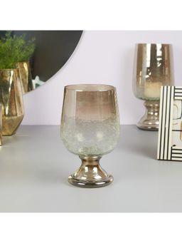 HomeTown - Phiona Glass Crack Handcrafted Hurricane Ombre 23 Cm in Brown Colour