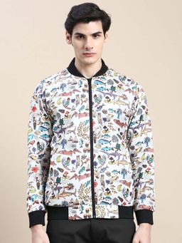 SHOWOFF - Men's Conversational White Bomber Jacket