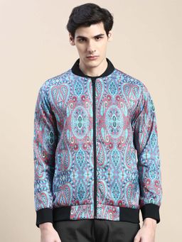 SHOWOFF - Men's Printed Blue Bomber Jacket
