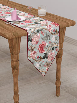 The Home Story - Table Runner 14x72 Inches Pink Maroon Flowers