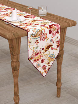 The Home Story - Table Runner 14x72 Inches Maroon Flowers