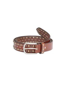 Aditi Wasan - Brown Gold Decorative Stud Mens Belt