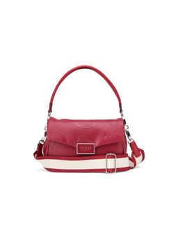 Guess - Red Textured Jarson Flap Crossbody Bag