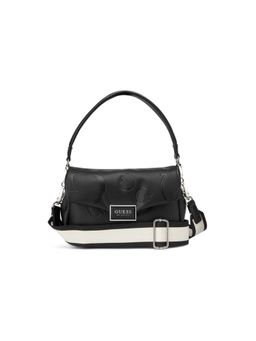 Guess - Black Textured Jarson Flap Crossbody Bag