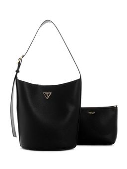 Guess - Black Solid Meridian Bucket Handbag with Pouch