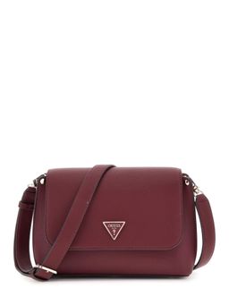 Guess - Wine Solid Meridian Flap Crossbody Bag with Detachable Strap