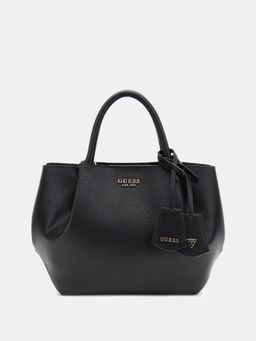 Guess - Black Solid Amorette Girlfriend Satchel Bag with Detachable Strap