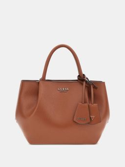 Guess - Brown Solid Amorette Girlfriend Satchel Bag with Detachable Strap