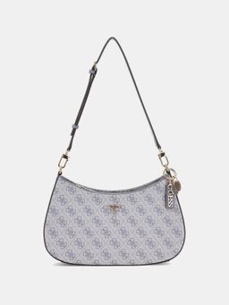 Guess - Grey Printed Noelle Top Zip Shoulder Bag