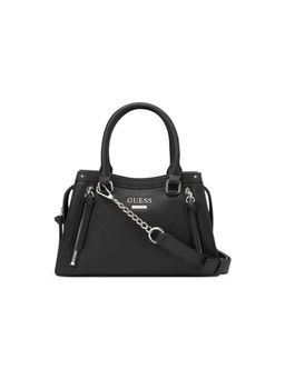 Guess - Black Solid Wrenley Small Satchel Bag with Detachable Strap