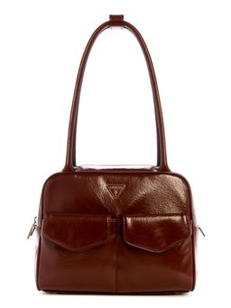 Guess - Brown Solid Waldena Shoulder Bag