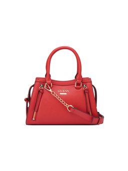 Guess - Red Solid Wrenley Small Satchel Bag with Detachable Strap