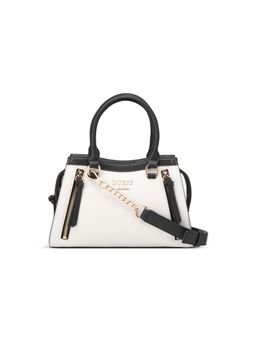 Guess - White Solid Wrenley Small Satchel Bag with Detachable Strap