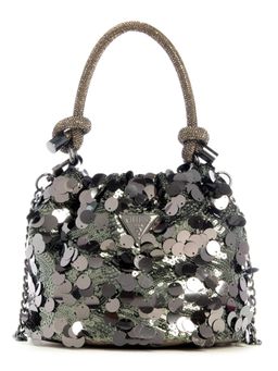 Guess - Grey Embellished Holiday Shine Top Handle Pouch