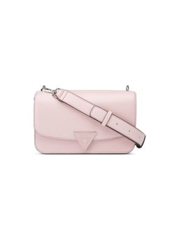 Guess - Pink Solid Esmeray Flap Crossbody Bag with Detachable Strap