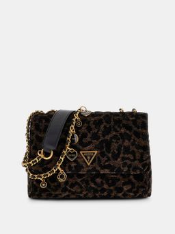 Guess - Brown Animal Print Giully Crossbody Bag