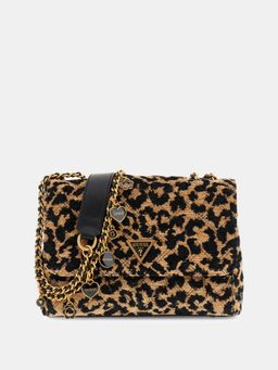 Guess - Light Brown Animal Print Giully Crossbody Bag