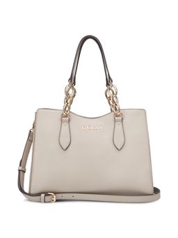 Guess - Taupe Solid Millport Satchel Bag with Detachable Strap