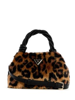Guess - Brown Animal Print Shaida Top Handle Crossbody Bag