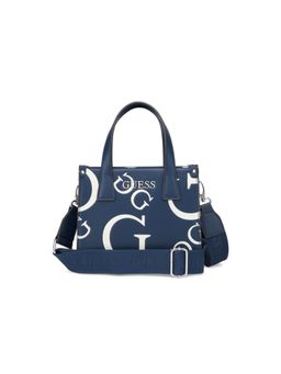 Guess - Navy Blue Printed Forber Mini Tote Bag with Detachable Strap