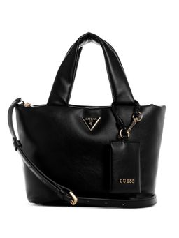 Guess - Black Solid Sunetra Mini Tote Bag with Pouch and Detachable Strap