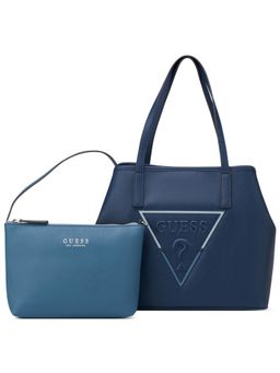 Guess - Navy Solid Portini Trap Tote Bag with Pouch