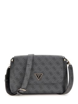 Guess - Charcoal Grey Printed Meridian Flap Crossbody Bag