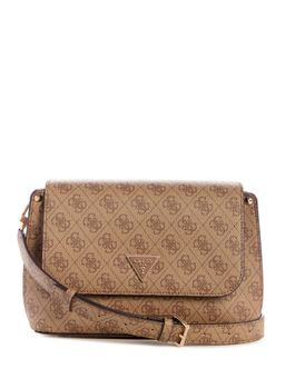 Guess - Brown Printed Meridian Flap Crossbody Bag