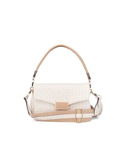 Guess - Off White Printed Jarson Flap Crossbody Bag