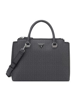 Guess - Charcoal Grey Printed Phyllis Satchel Bag with Detachable Strap