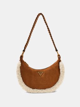 Guess - Brown Solid Amita Hobo Handbag