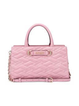 Guess - Mauve Quilted Briella Satchel Bag with Detachable Strap